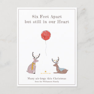 Six Feet Apart Niedliches Spaßiges Reh Quarantäne Feiertagspostkarte