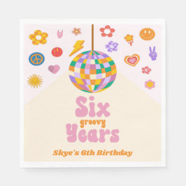 Six Groovy Years Disco Ball 6th Birthday Party Serviette