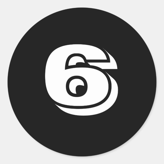 Six gros stickers ronds de numéro noir par Janz (Devant)