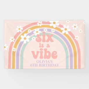Six is a Vibe Pastell-Regenbogen 6. Geburtstag Banner