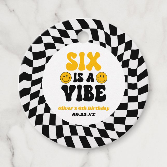 Six Is A Vibe Retro Sixth 6th Birthday Party Geschenkanhänger (Vorderseite)