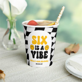 Six Is A Vibe Retro Sixth 6th Birthday Party Pappbecher