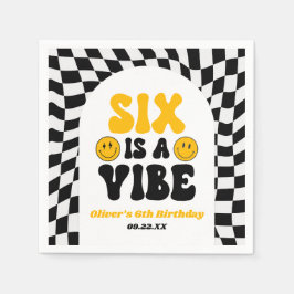 Six Is A Vibe Retro Sixth 6th Birthday Party Serviette