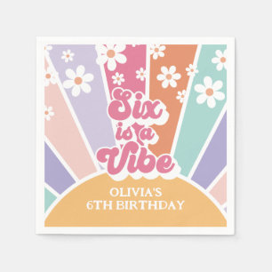 Six ist ein Vibe Retro Sonnenschein Regenbogen Gän Serviette