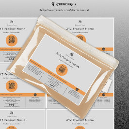 Six Orange Dot QR Code Gris Grand Étiquette de pro