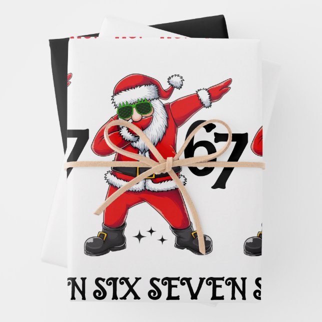 Six Seven 67 6 7 6-7 Meme Santa Dubbing Christmas Geschenkpapier Set (Beispiel)