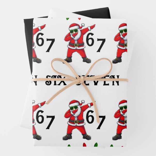 Six Seven 67 6 7 6-7 Meme Santa Dubbing Christmas Geschenkpapier Set (Beispiel)