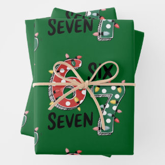 Six Seven 67 6 7 Christmas Meme Funny Xmas  green Geschenkpapier Set