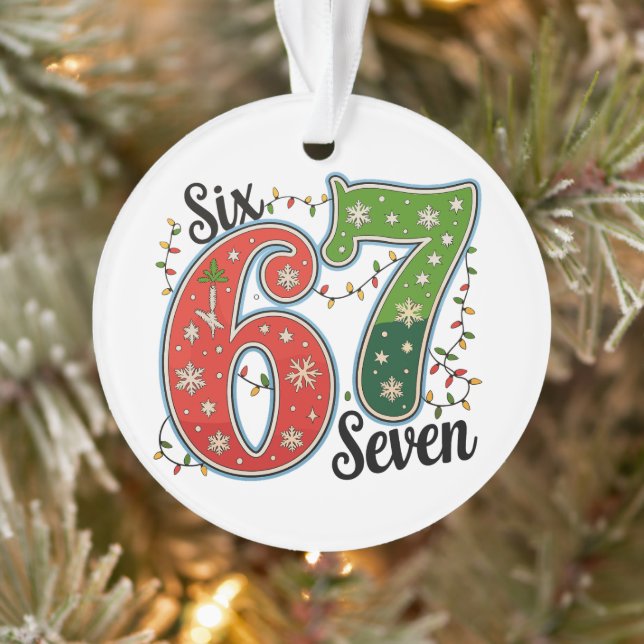 Six Seven 67 6 7 Christmas Meme Funny Xmas Lights (Arbre)