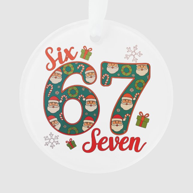 Six Seven 67 6 7 Meme Christmas Xmas Santa Hat (devant)