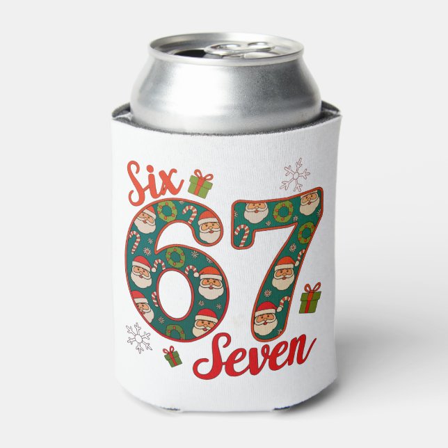 Six Seven 67 6 7 Meme Christmas Xmas Santa Hat Dosenkühler (Kanne Vorderseite)