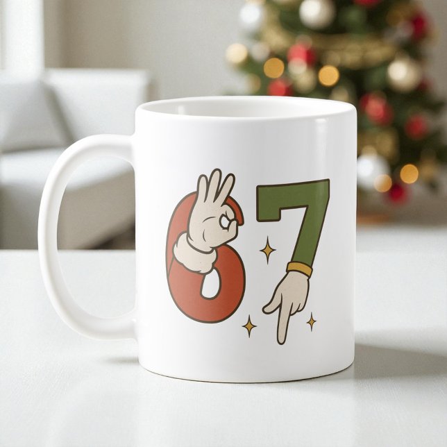  Six Seven 67 6 7 Santa Elf Christmas Meme Kaffeetasse (Von Creator hochgeladen)