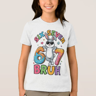 Six Seven 67 Bruh Osterhase Meme T-Shirt Lustig Tri-Blend Shirt