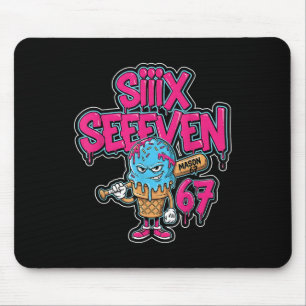 Six Seven 67 Bysebyll Spieler Eiscreme-Tropf-Meme Mousepad
