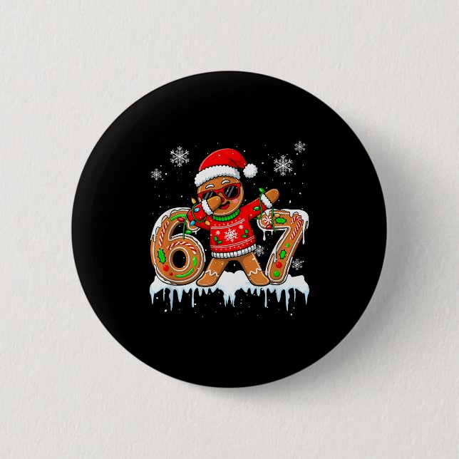 Six Seven 67 Christmas Funny Santa Gingerbread Dab Button (Vorderseite)