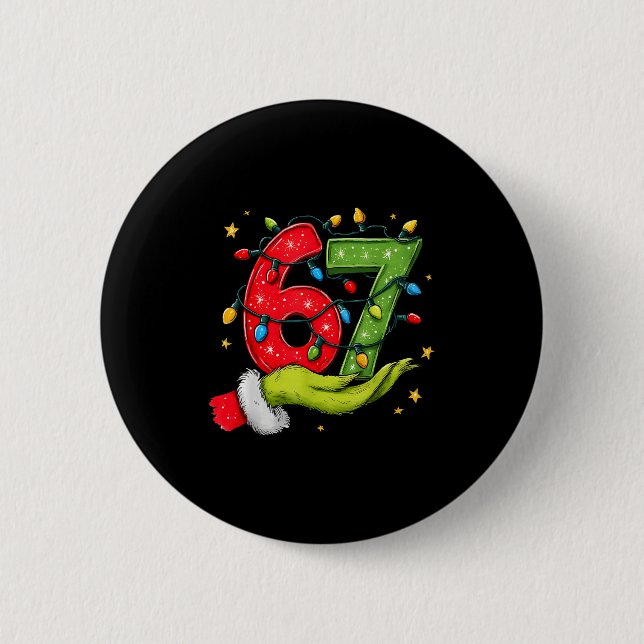 Six Seven 67 Christmas Lights Hand Signs Elf Light Button (Vorderseite)