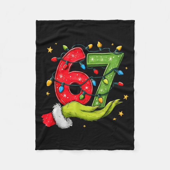 Six Seven 67 Christmas Lights Hand Signs Elf Light Fleecedecke (Vorderseite)