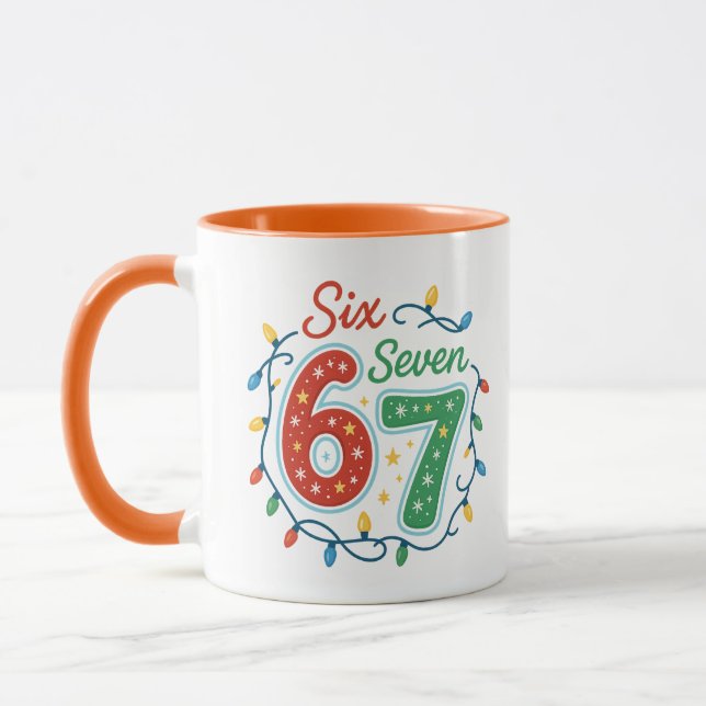 Six Seven 67 Christmas Meme Mug, Funny Holiday  Tasse (Links)
