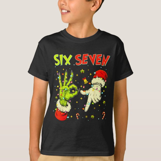 Six Seven 67 Funny Hand-sign Christmas Meme  T-Shirt (Vorderseite)