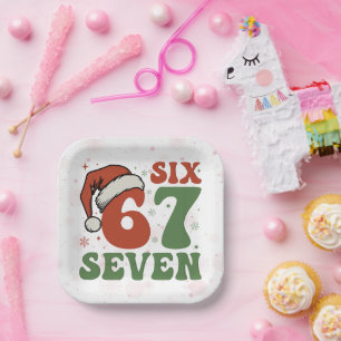 Six Seven 67 Lustiger Weihnachtsmannhut Weihnachte Pappteller