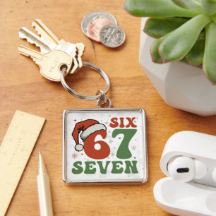 Six Seven 67 Lustiger Weihnachtsmannhut Weihnachte Schlüsselanhänger