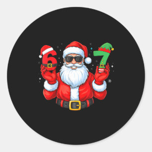 Six Seven 67 Meme 6 7 Elf Santa Weihnachts-Pyjama Runder Aufkleber