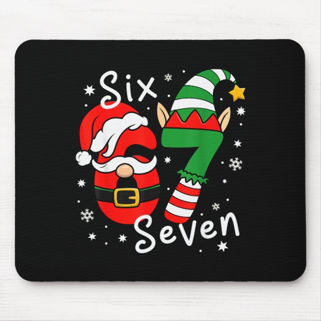 Six Seven 67 Meme 6 7 Elf Santa Weihnachts-Pyjamas Mousepad (Vorne)
