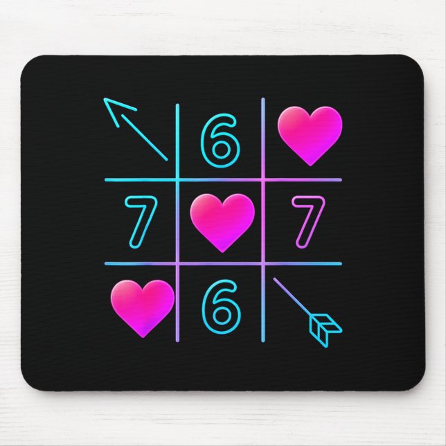 Six Seven 67 Meme 6 7 Valentines Day Heart Men Wom Mousepad (Vorne)