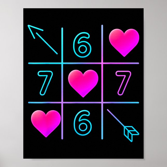 Six Seven 67 Meme 6 7 Valentines Day Heart Men Wom Poster (Vorne)