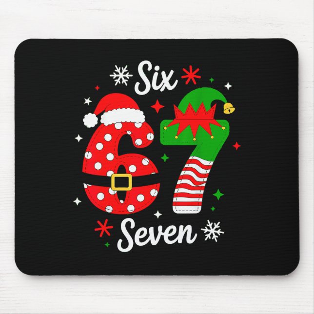 Six Seven 67 Meme 6 7 Weihnachtsmann Weihnachts-Py Mousepad (Vorne)