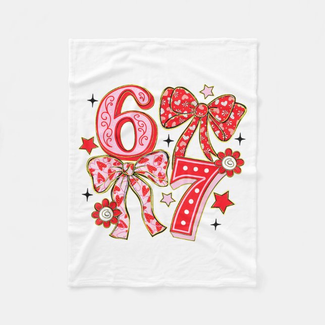 Six Seven 67 Meme Coquette Bow 6 7 Valentines Day  Fleecedecke (Vorderseite)