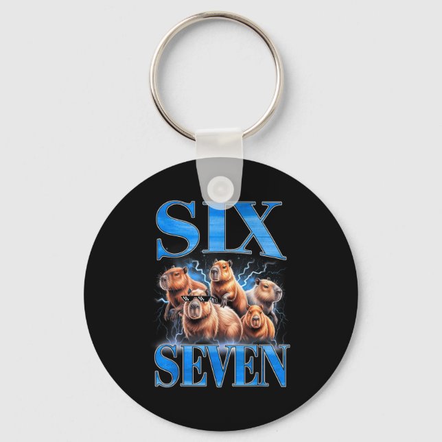 Six Seven 67 Meme Funny Capybara Bootleg Graphic  Schlüsselanhänger (Vorderseite)