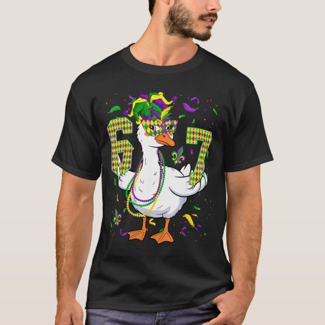 Six Seven 67 Meme Goose With Jester Hat &amp; Bead T-Shirt (Vorderseite)