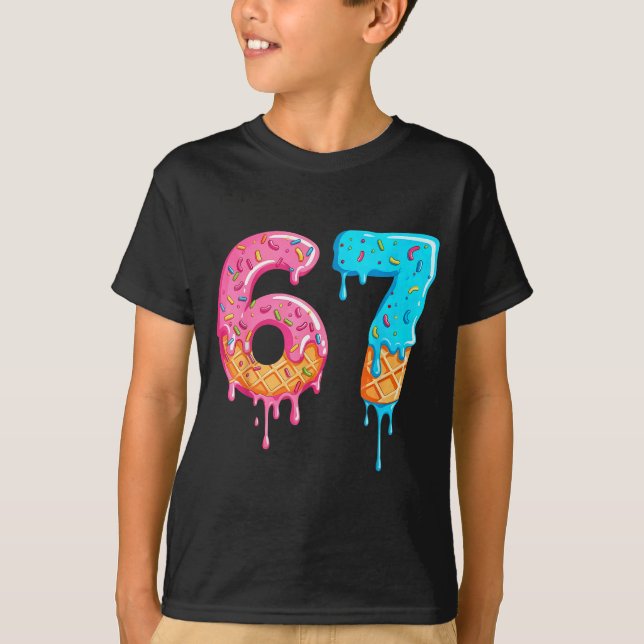 Six Seven 67 Meme Ice Cream Drip Funny  T-Shirt (Vorderseite)