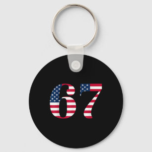 Six Seven 67 Meme Lustig Uns Amerikanische Flagge Schlüsselanhänger