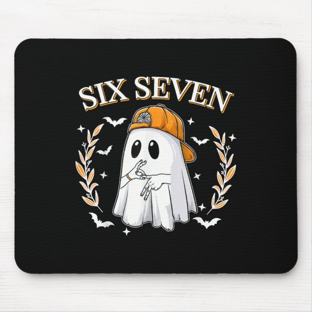 Six Seven 67 Meme Lustiger Geist Halloween 6 7 Paa Mousepad (Vorne)