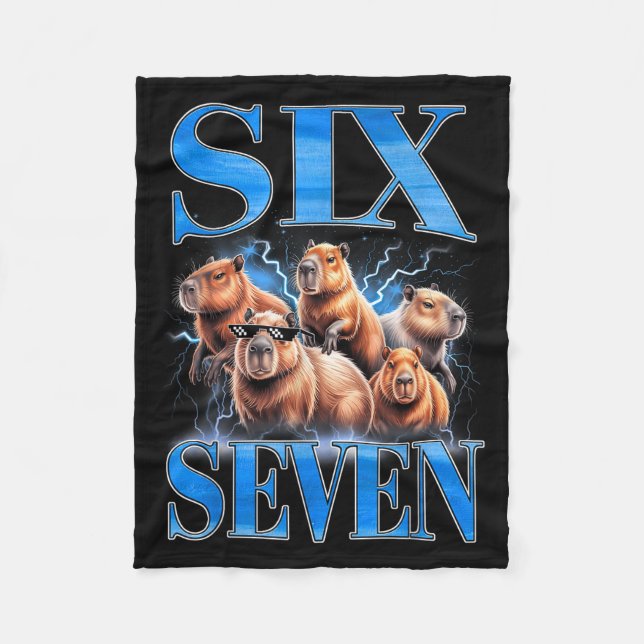 Six Seven 67 Meme Lustiges Capybara Bootleg Grafik Fleecedecke (Vorderseite)
