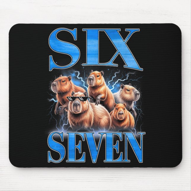 Six Seven 67 Meme Lustiges Capybara Bootleg Grafik Mousepad (Vorne)