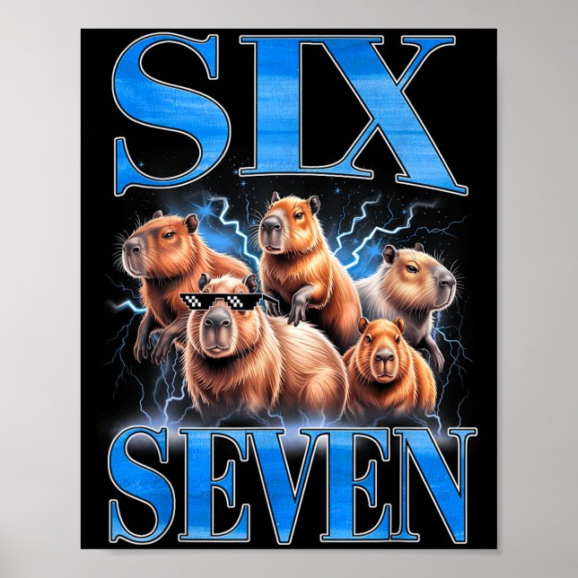 Six Seven 67 Meme Lustiges Capybara-Bootleg Grafik Poster (Vorne)