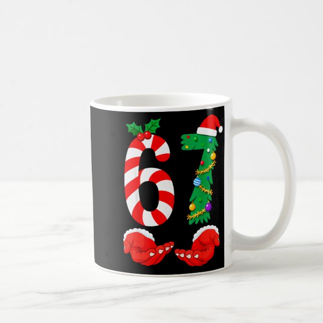 Six Seven 67 Meme Santa Christmas Holiday Funny  Kaffeetasse (Rechts)