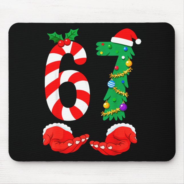 Six Seven 67 Meme Santa Christmas Holiday Funny  Mousepad (Vorne)