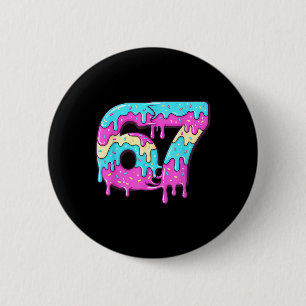 Six Seven 67 Meme tropfende Zahl 67 Eiscreme Button