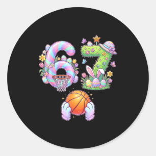 Six Seven 67 Ostern Kinder Basketball Hase Osterei Runder Aufkleber