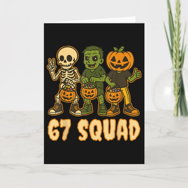 Six Seven 67 Squad Skeleton Pumpkin Halloween Boys Karte (Vorderseite)