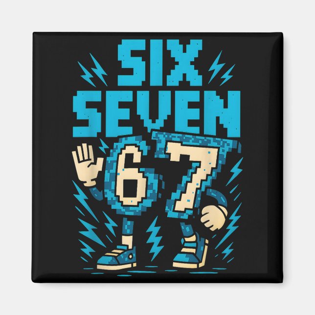 Six Seven 67 Xel Gamer Apparel Retro Block Style A Magnet (Vorne)