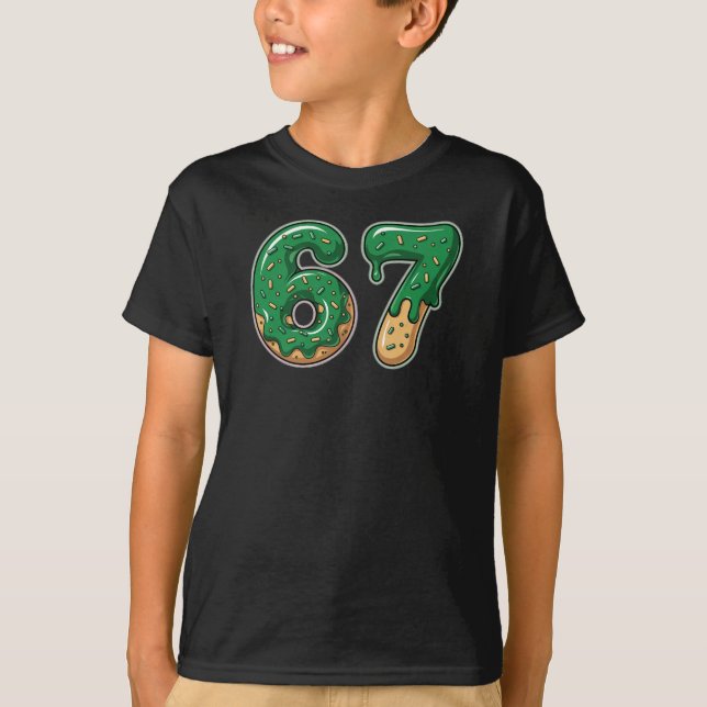 Six Seven 6 7 Funny Meme Donut St Patricks Day T-Shirt (Vorderseite)