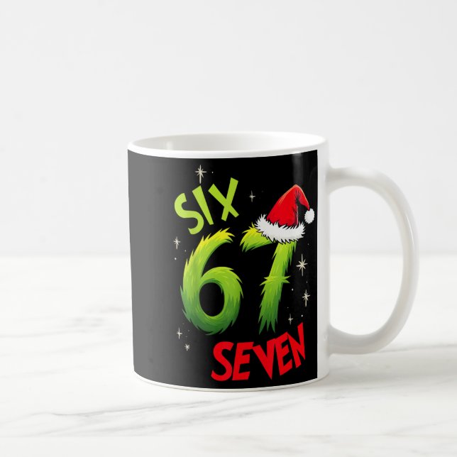 Six Seven 6 7 Gen Z Alpha Meme Slang Merry Christm Kaffeetasse (Rechts)