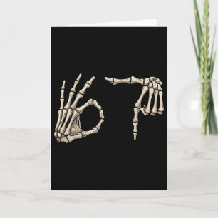 Six Seven 6 7 Meme 67 Skelett-Hand-Halloween-Kostü Karte