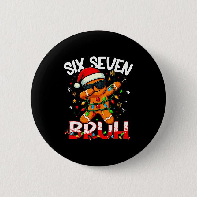 Six Seven 6 7 Meme Dabbing Gingerbread Man Christm Button (Vorderseite)