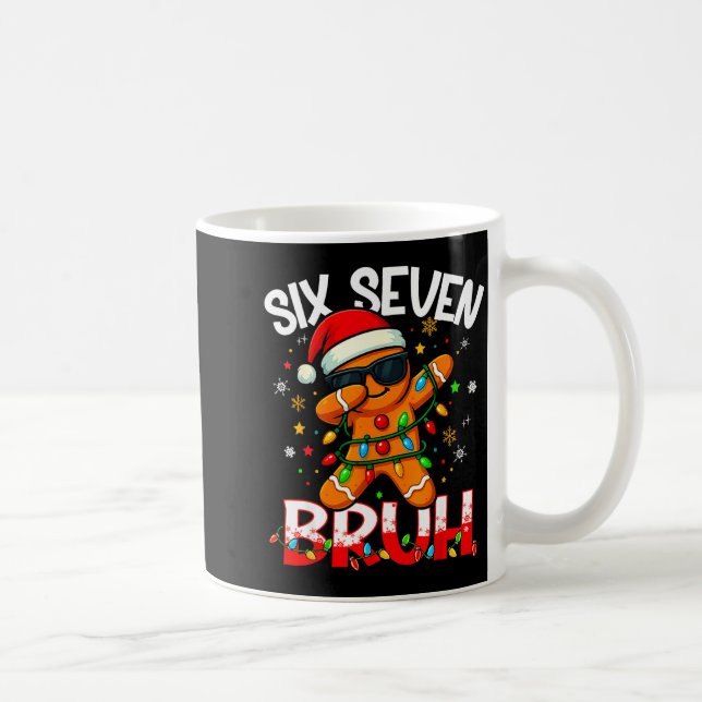 Six Seven 6 7 Meme Dabbing Gingerbread Man Christm Kaffeetasse (Rechts)